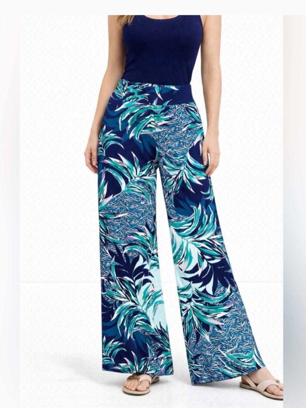 Clara Sunwoo Multi Media Palm Print Palazzo Pant Size XS Size 4-6
